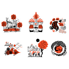 abstract folk illustration for design, template, website, ornament, etc