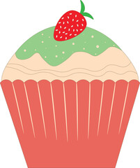 Appetizing cupcake isolated on a white background. Vector illustration.