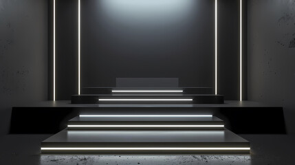 Podium with spotlight on dark background