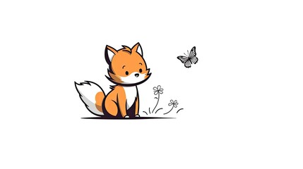 Obraz premium fox and butterfly