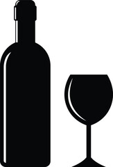 wine bottle and glass symbol vector