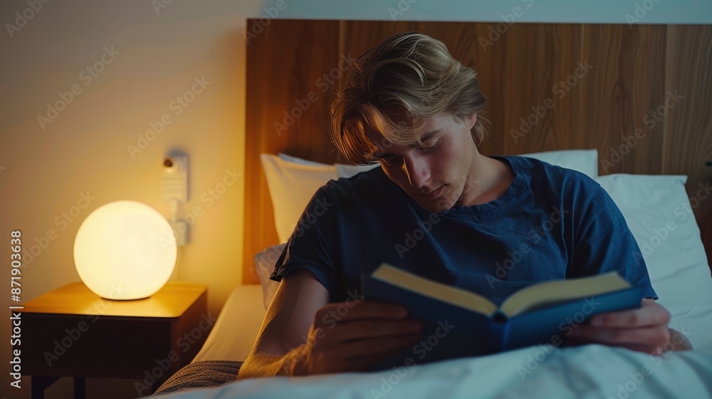 Canvas Prints The Man Reading in Bed