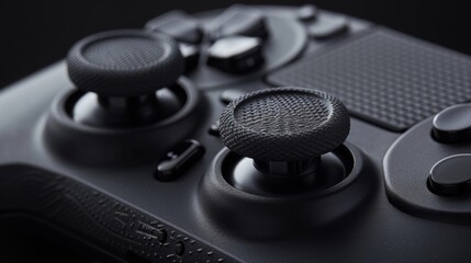 Closeup of the analog sticks showing their ability to tilt and rotate in all directions for fluid and realistic ingame movements. The textured surface and concave shape provide an optimal