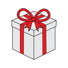 Obraz premium A hand-drawn gift box. A festive box with a bow. Vector illustration.