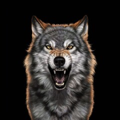 angry aggressive wolf