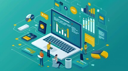 online shopping ,Creation of mobile and desktop software. Process optimization, modern neon-blue,technology concept