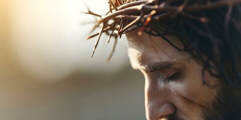 A depiction of Jesus sacrificial love enduring humiliation and death to save humanity. Concept Religious Art, Jesus Christ, Sacrifice, Redemption, Salvation