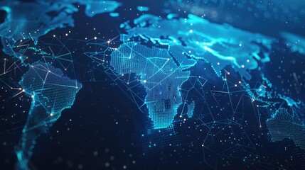 Digital Representation of Earth Encased in a Futuristic Network Grid, Illustrating Global Connectivity and Data Exchange in Outer Space