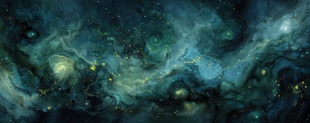 Abstract Cosmic Marble Acrylic Ink and Alcohol Oil Paint Artwork