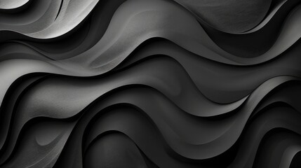 Obraz premium Abstract Black 3D Wavy Shapes Background Design
