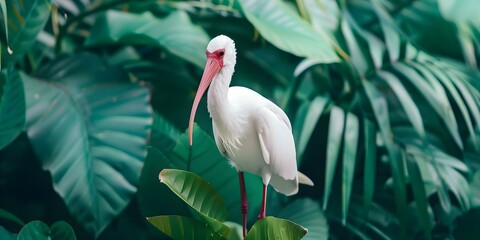 White ibis bird Eudocimus albus found in tropical and subtropical regions of America. Concept Avian Wildlife, Tropical Habitats, White Ibis Species, Subtropical Birds