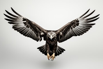 Obraz premium Essence of Freedom Black and white minimalist eagle, simple features that captur, generative IA