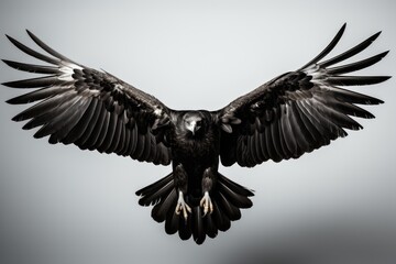 Naklejka premium Essence of Freedom Black and white minimalist eagle, simple features that captur, generative IA