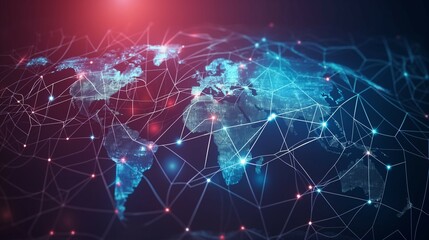 World map global technology, digital information network