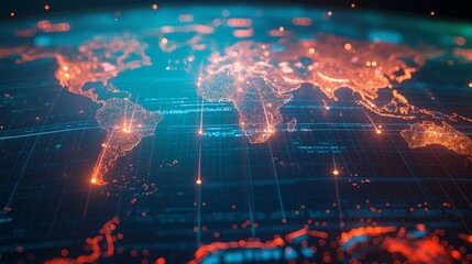 Obraz premium World map global technology, digital information network