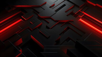 
3d rendering of red and black abstract geometric background. Scene for advertising, technology, showcase, banner, game, sport, cosmetic, business, metaverse. Sci-Fi Illustration. Product display
