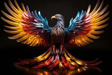 Obraz premium Phoenix Neon The majestic resurrection of art in vibrant colors and futuristic l, generative IA