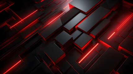 
3d rendering of red and black abstract geometric background. Scene for advertising, technology, showcase, banner, game, sport, cosmetic, business, metaverse. Sci-Fi Illustration. Product display