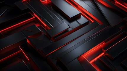 
3d rendering of red and black abstract geometric background. Scene for advertising, technology, showcase, banner, game, sport, cosmetic, business, metaverse. Sci-Fi Illustration. Product display
