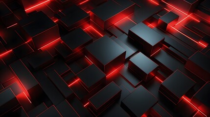 
3d rendering of red and black abstract geometric background. Scene for advertising, technology, showcase, banner, game, sport, cosmetic, business, metaverse. Sci-Fi Illustration. Product display