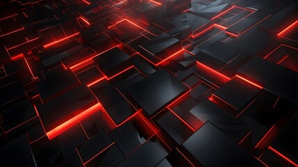 
3d rendering of red and black abstract geometric background. Scene for advertising, technology, showcase, banner, game, sport, cosmetic, business, metaverse. Sci-Fi Illustration. Product display