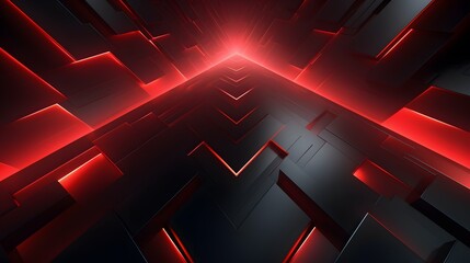
3d rendering of red and black abstract geometric background. Scene for advertising, technology, showcase, banner, game, sport, cosmetic, business, metaverse. Sci-Fi Illustration. Product display