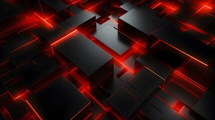 
3d rendering of red and black abstract geometric background. Scene for advertising, technology, showcase, banner, game, sport, cosmetic, business, metaverse. Sci-Fi Illustration. Product display