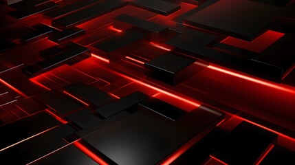 
3d rendering of red and black abstract geometric background. Scene for advertising, technology, showcase, banner, game, sport, cosmetic, business, metaverse. Sci-Fi Illustration. Product display
