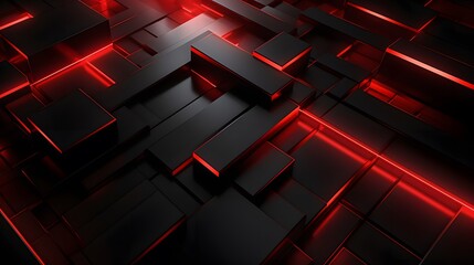 
3d rendering of red and black abstract geometric background. Scene for advertising, technology, showcase, banner, game, sport, cosmetic, business, metaverse. Sci-Fi Illustration. Product display