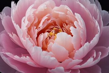 Watercolor pink gold flower abstract mural, peonies, tulips, rose, large delicate voluminous flowers, background, wallpaper, generative AI