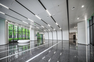 Modern Corporate Lobby with Reflective Floors