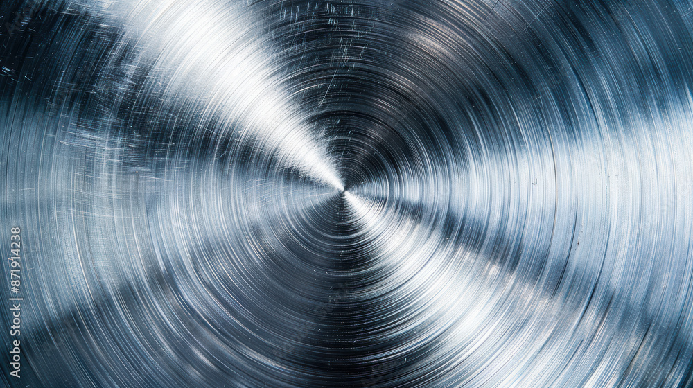 Poster close-up of a metallic circular texture with radial lines creating an abstract pattern. perfect for 