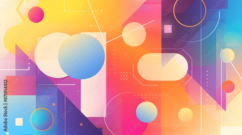Poster vibrant geometric shapes with gradient transitions in modern abstract design