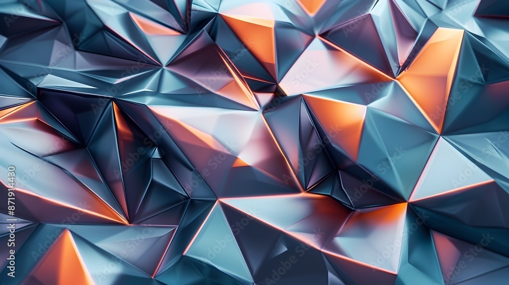 Poster captivating polygonal shapes in futuristic 3d digital backdrop with vibrant abstract geometry