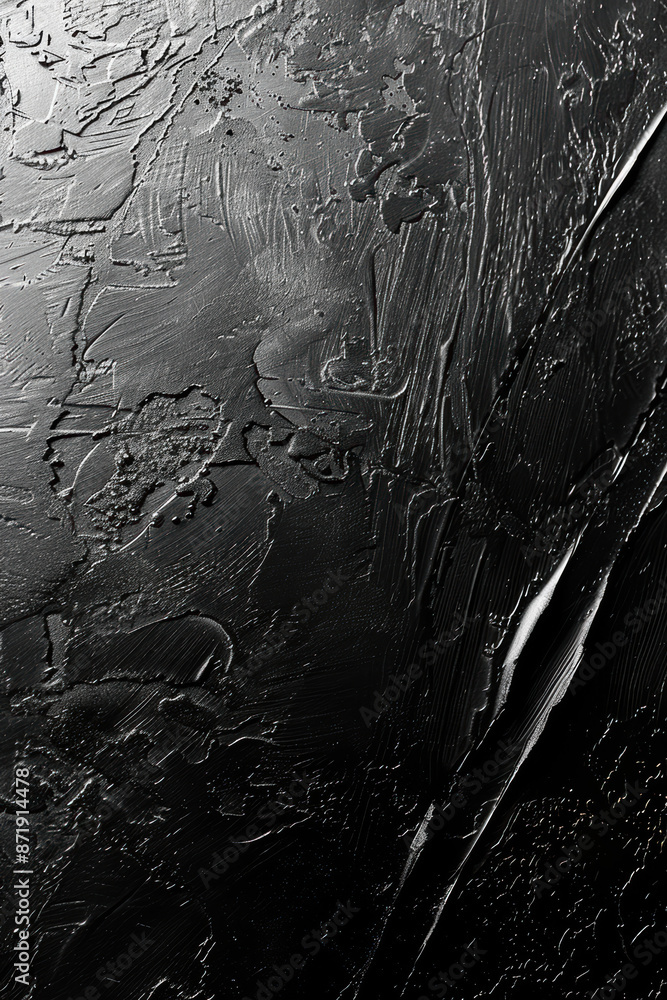 Aufkleber abstract black textured surface with rough and smooth areas creating unique artistic patterns and de