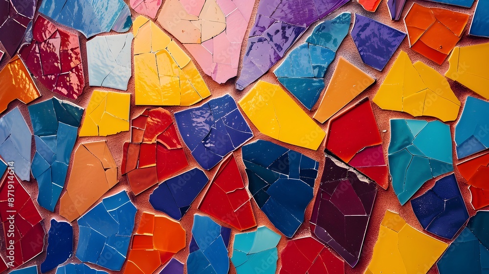 Poster vibrant mosaic pattern with intricate digital backdrop