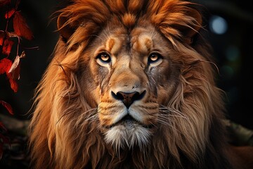 Fototapeta premium Leo in detail a realistic odyssey in the glory of art, hair the hair, muscle to , generative IA