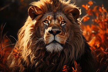 Fototapeta premium Leonino in brushstrokes an impressionist odyssey in the African jungle, generative IA