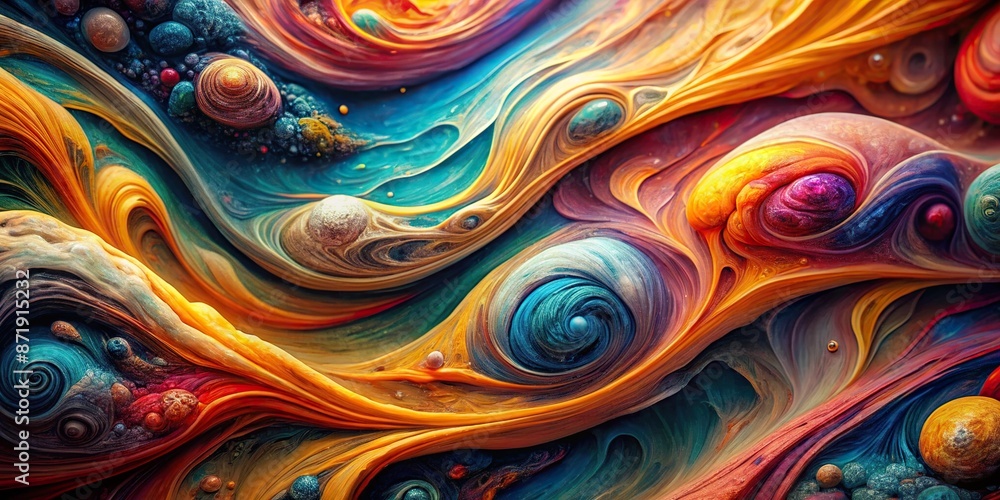 Poster vibrant colorful swirling abstract shapes creating a mesmerizing background perfect for designs requ
