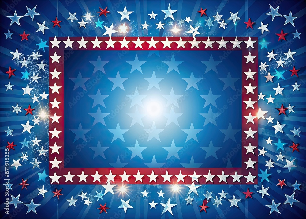Aufkleber vibrant abstract american flag-inspired frame with white stars on a blue background, surrounded by a