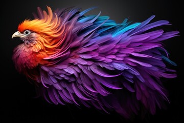 Obraz premium Luminous Renaissance Minimalist Phoenix in Neon Art, generative IA