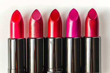 Obraz premium a collection or pattern of lipsticks isolated on white background