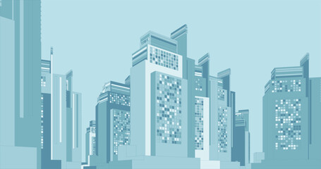 Fototapeta premium Illustration of Modern High-Rise Residential Architecture in a Metropolis