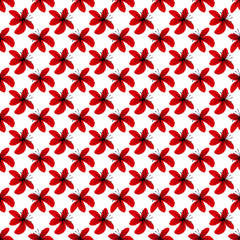 Red lilies. Acrylic flowers. Floral seamless pattern for your design. Ideal for wallpaper, home textiles, tablecloths and summer items. White background
