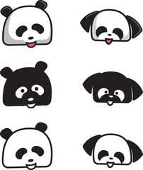 Panda and dog friendly face set
