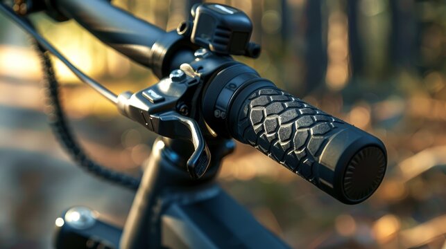 A detailed shot of the twist grip throttle featuring a smooth rubber grip and a responsive control for easy acceleration and deceleration on the electric bike.