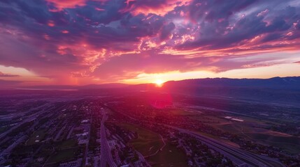 Aerial hyperlapse of Silicon Slopes, Utah Valley, at sunset and twilight