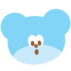 Teddy bear with shocking expression for cartoon, character, comic, mascot, cute patches, plush toy, doll, brooch, animal, shirt print, zoo, kid, toddler, baby, children, logo, icon, post card, emotion