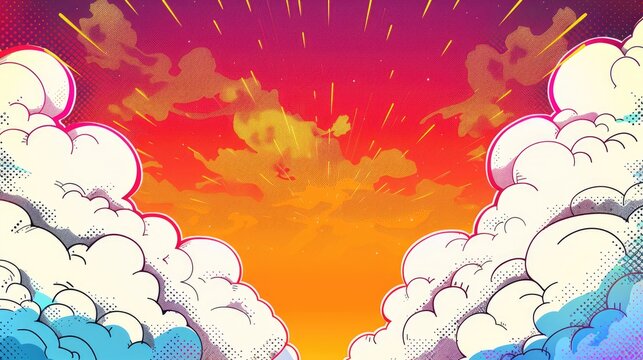 A pop art style with comic bubbles, dots. Comic art illustration background