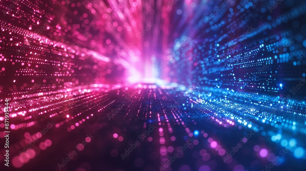 Aufkleber digital data stream abstract background. vibrant blue and pink data stream abstract background, perf